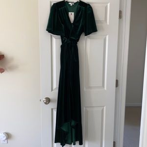 COPY - Pink Desert green velvet holiday wrap dress